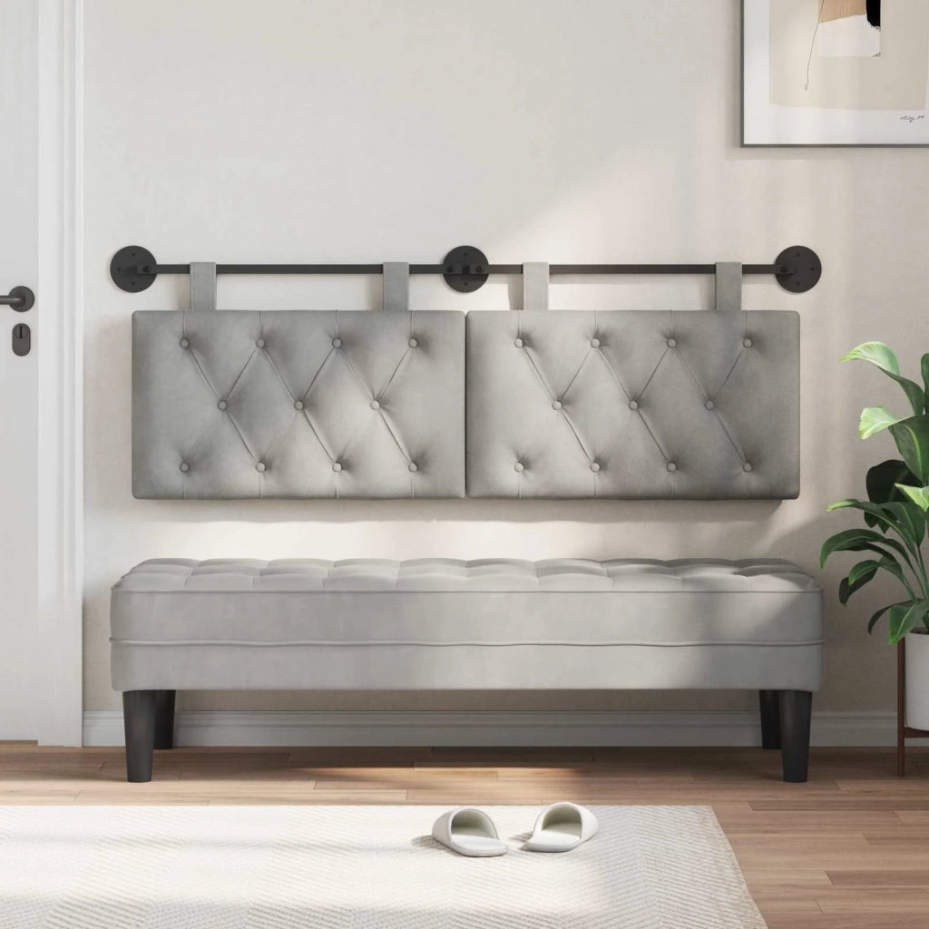 Testiera | Testata sospesa Con luce LED Grigio Chiaro Velluto