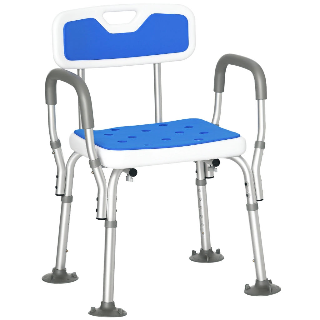 Sgabello da doccia ergonomico regolabile ¨C Minimal ¨C 56.5x53.5x87 cm bianco e blu
