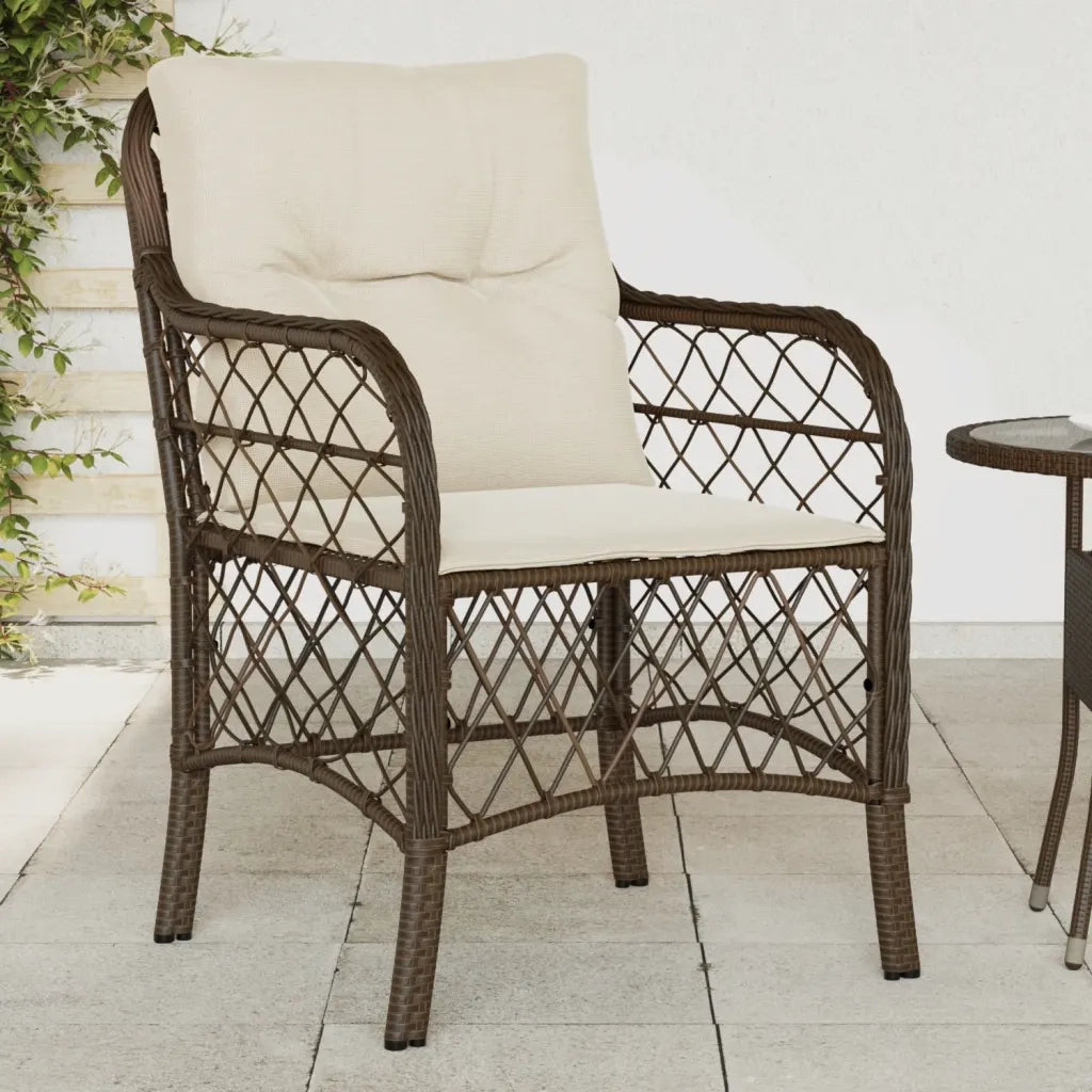 Sedie da Giardino con Cuscini 2 pz | Sedie da Esterno Marroni in Polyrattan