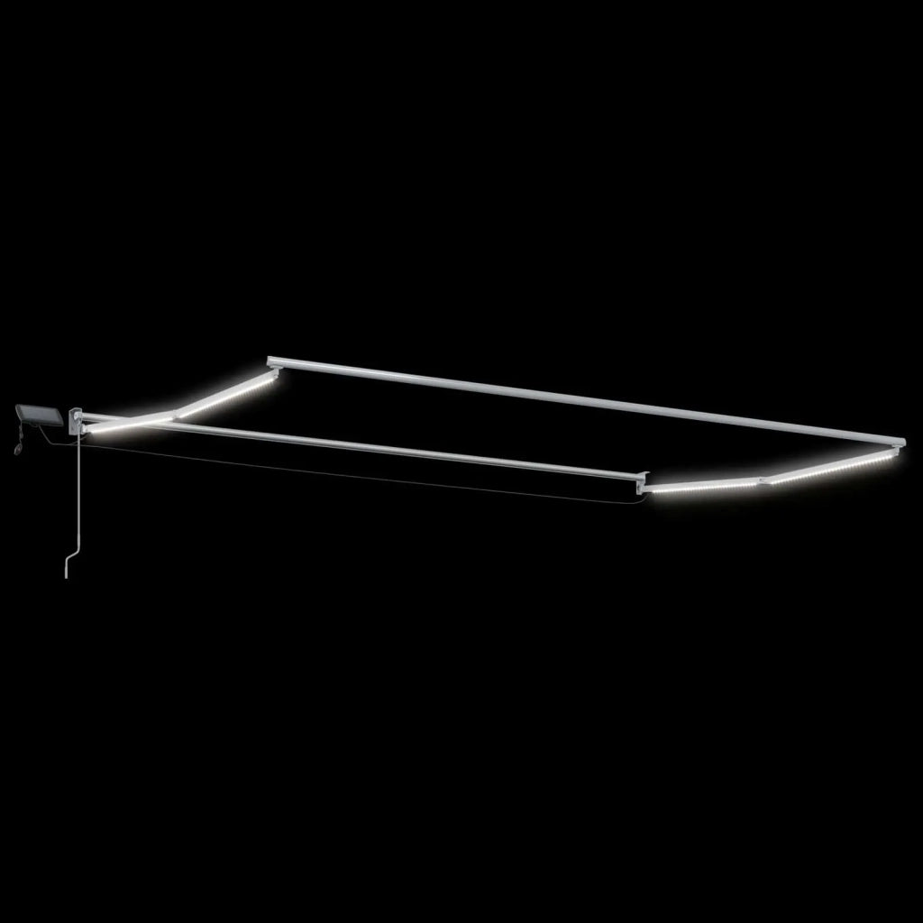 Tenda retrattile manuale con LED-Tenda parasole per balcone Blu e Bianco 4 ¡Á 3 m