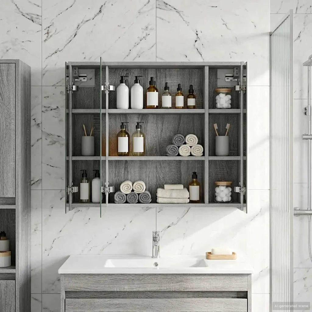Mobiletto per specchio da bagno Grigio Sonoma 889172