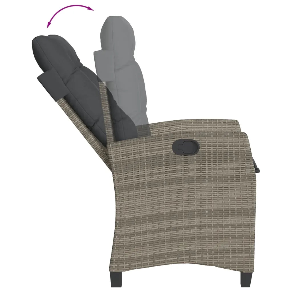 Set da Pranzo da Giardino 9 pz con Cuscini in Polyrattan Grigio