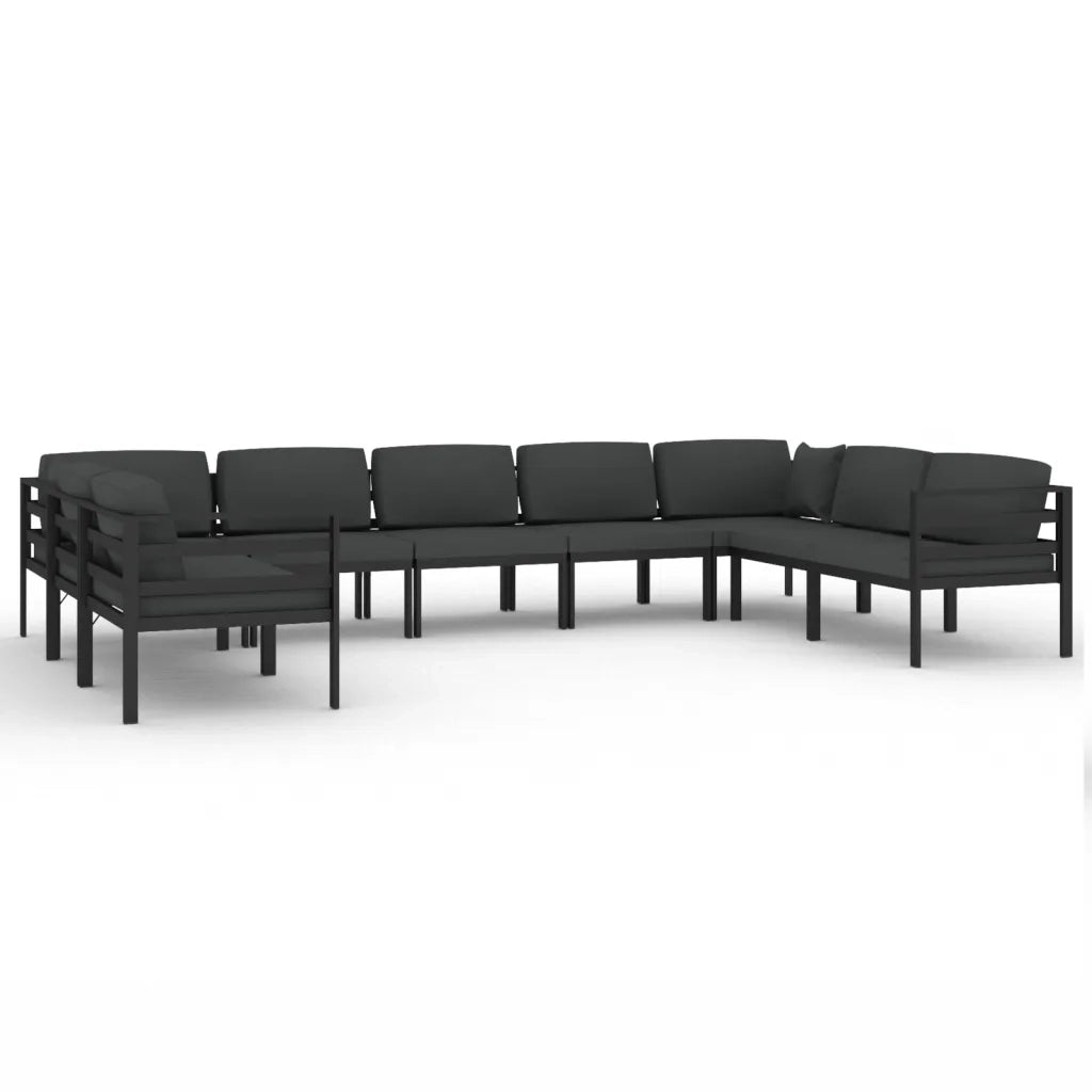 Set Divani da Giardino 9 pz con Cuscini in Alluminio Antracite 3107814