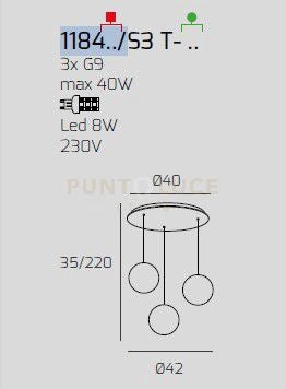SOSPENSIONE CROMO 3 LUCI TONDA VETRI 2X FU + 1X BR 1184CR-S3 T-FB