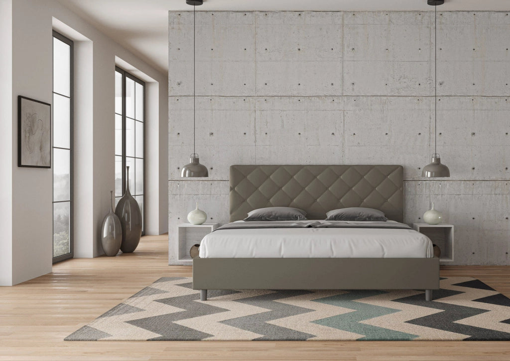 BS COM Letto contenitore imbottito 180x210 similpelle cappuccino