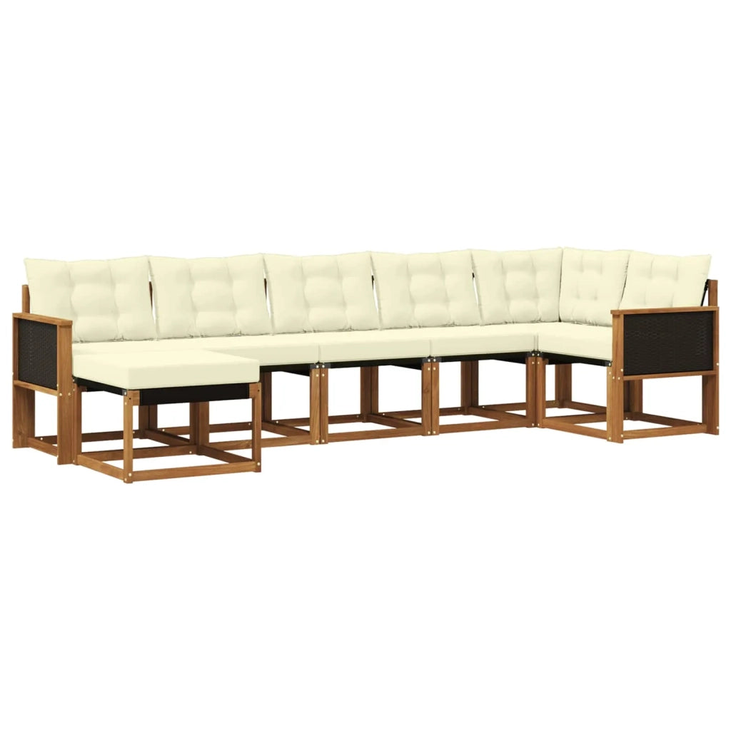 Set di divani da esterno con cuscino 7 pcs Naturale e Crema 3382086