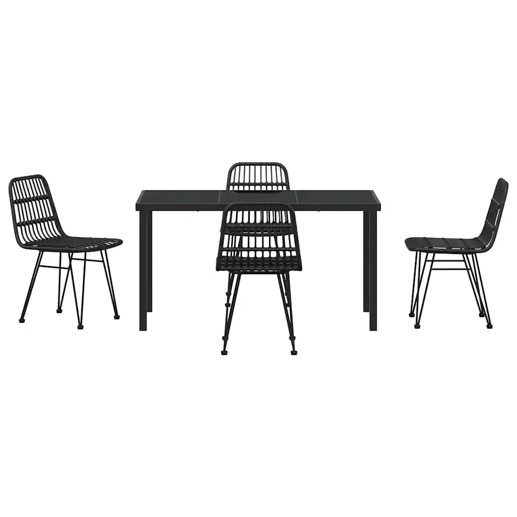 Set da Pranzo per Giardino 5 pcs Nero