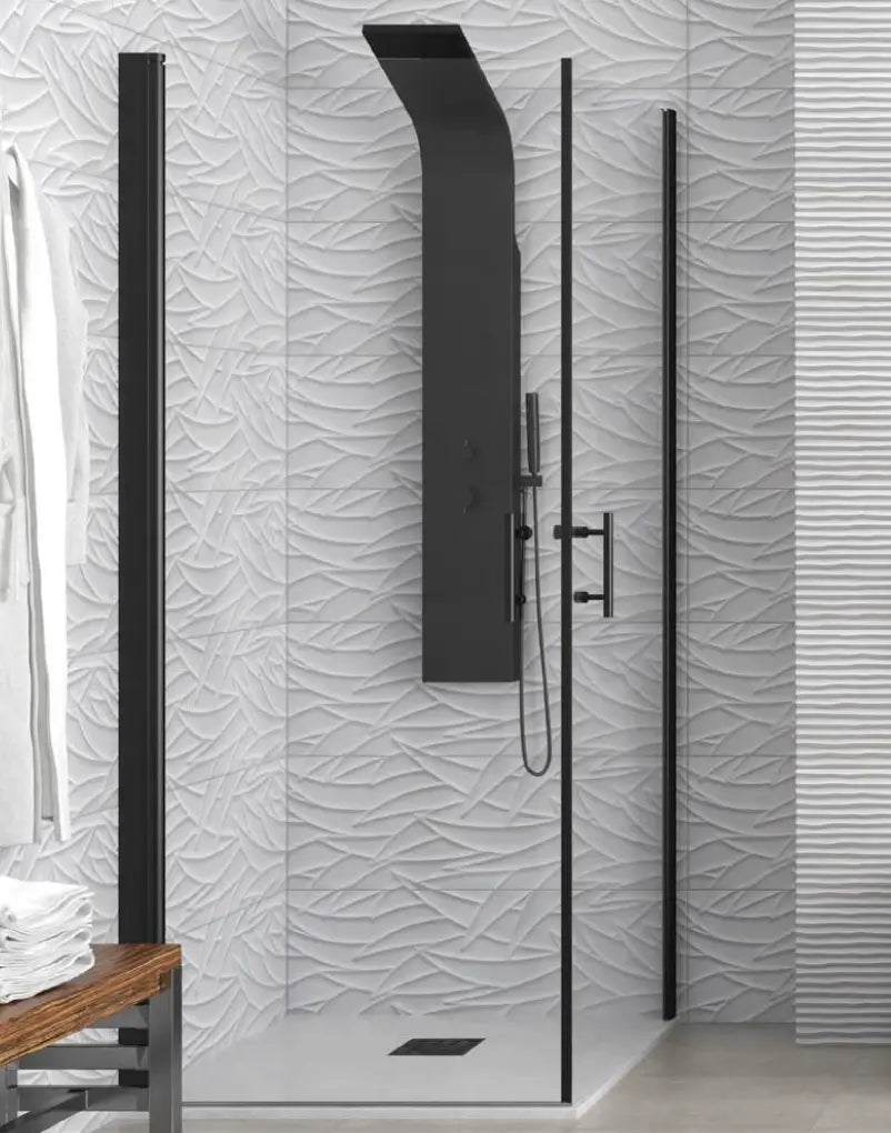 Box Doccia Trasparente H200 Doppia Battente Profili Neri - 75x75