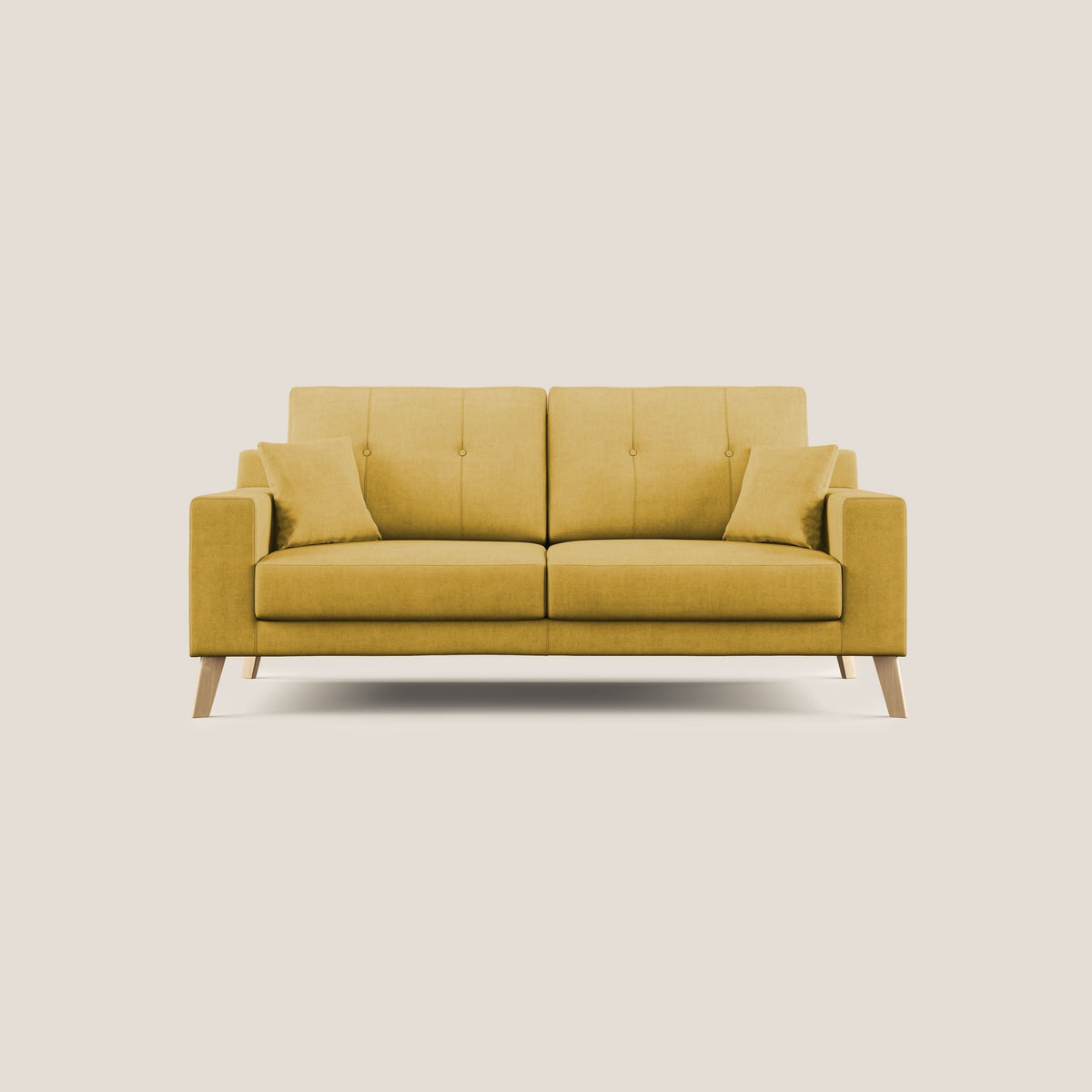 Divano 3 Posti 186x95x91 cm in Tessuto Giallo