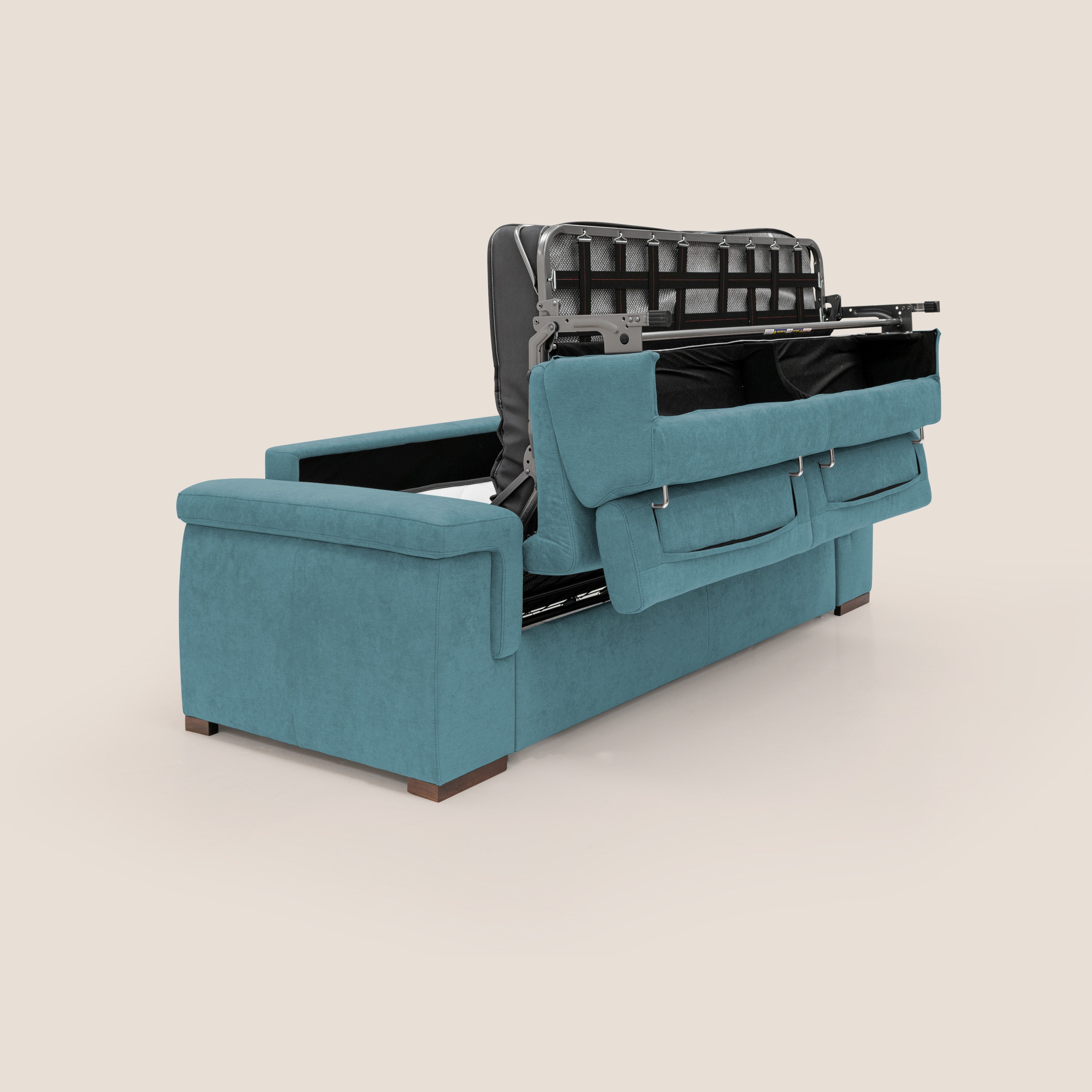 Divano Letto 3 Posti 200x100x95 cm in Tessuto Azzurro