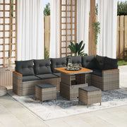 Set Divano da Giardino 9 pcs Grigio polyrattan 3362933