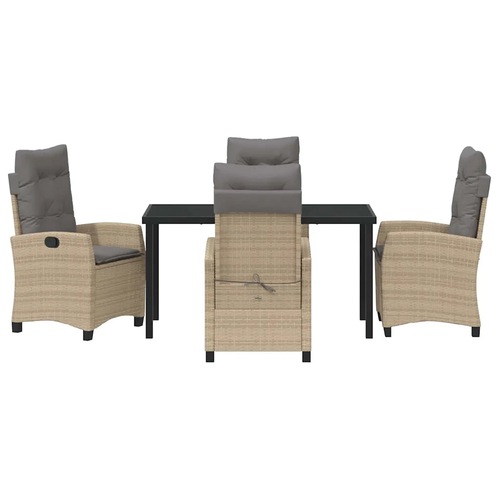 Set da Pranzo per Giardino con cuscino 5 pcs Beige polyrattan 3380402