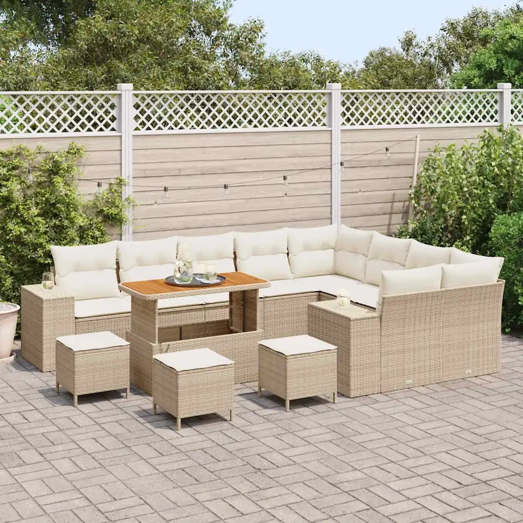 Set Divano da Giardino con cuscino 13 pcs Beige polyrattan 3362051