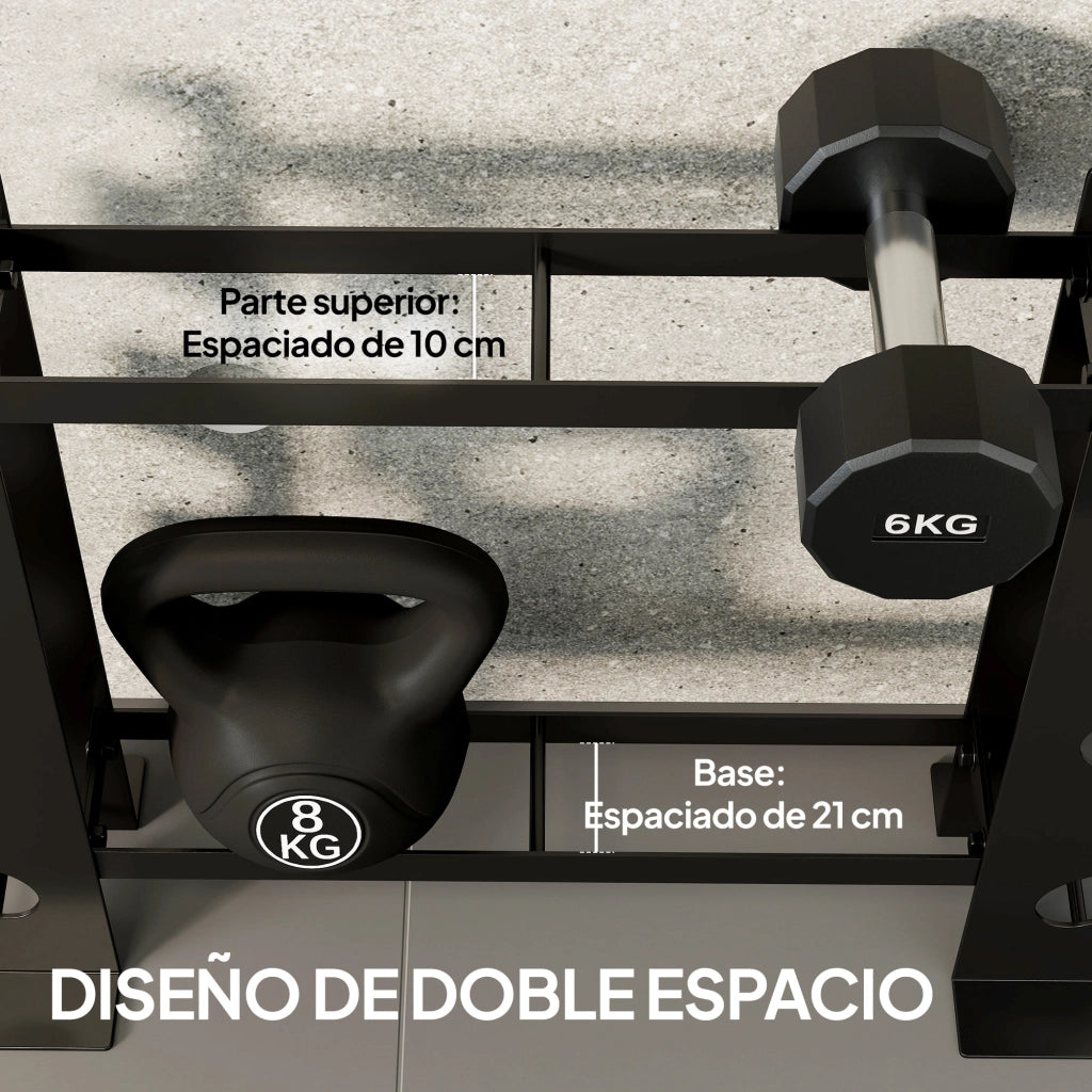 Rastrelliera Porta Manubri 4 Ripiani ¨C Xylo ¨C Acciaio 70x21x55 cm Portata 200 kg