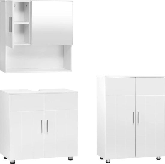 Set di Arredamento per la Stanza da Bagno con Specchio e Compartimento Inferiore - Moderno e Sostenibile