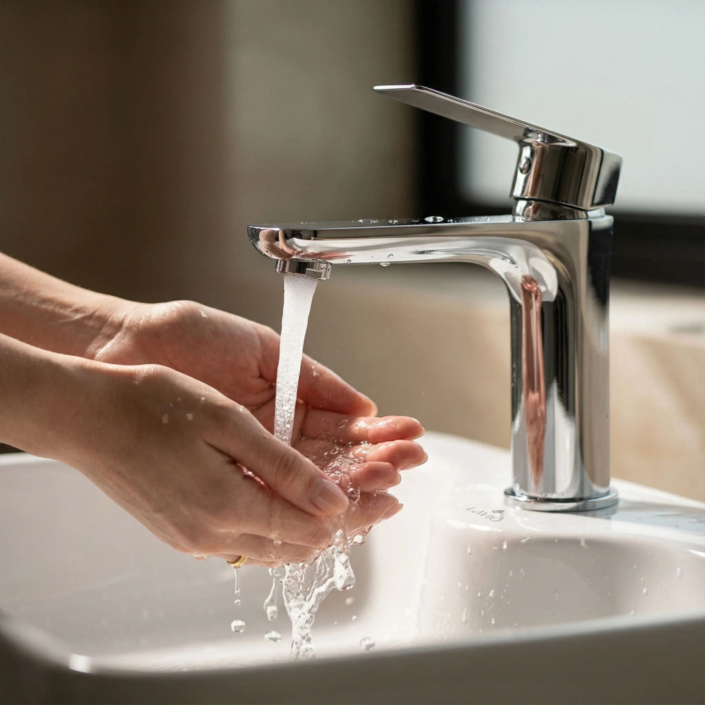 Rubinetto lavabo basso bagno miscelatore monocomando cromato AXON