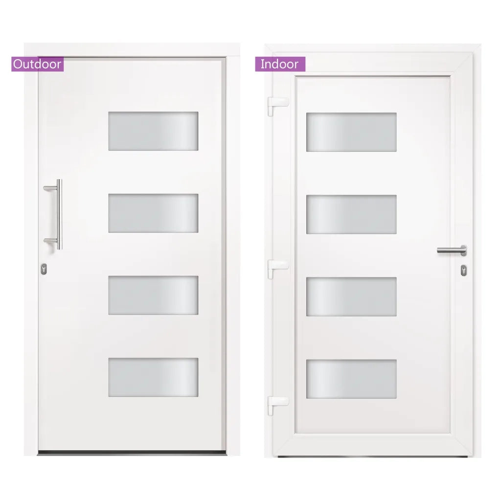 Porta d'Ingresso in Alluminio e PVC Bianco 100x210 cm
