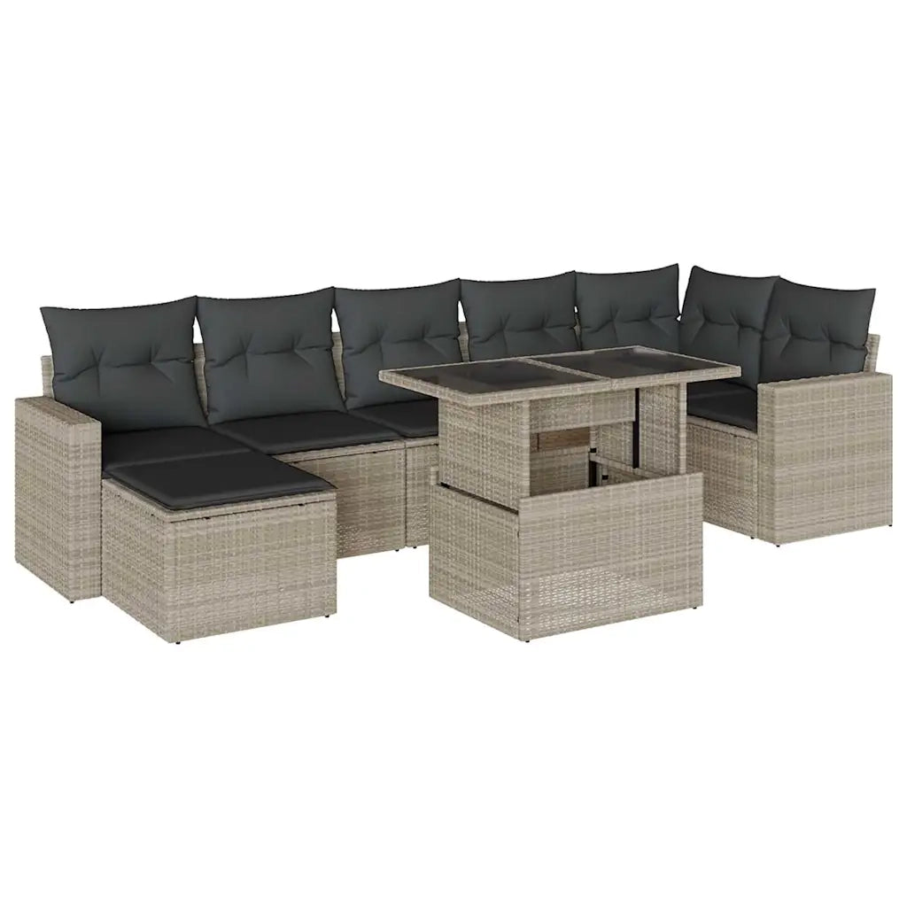 Set Divano da Giardino 8pz con Cuscini Grigio Chiaro Polyrattan 3267432