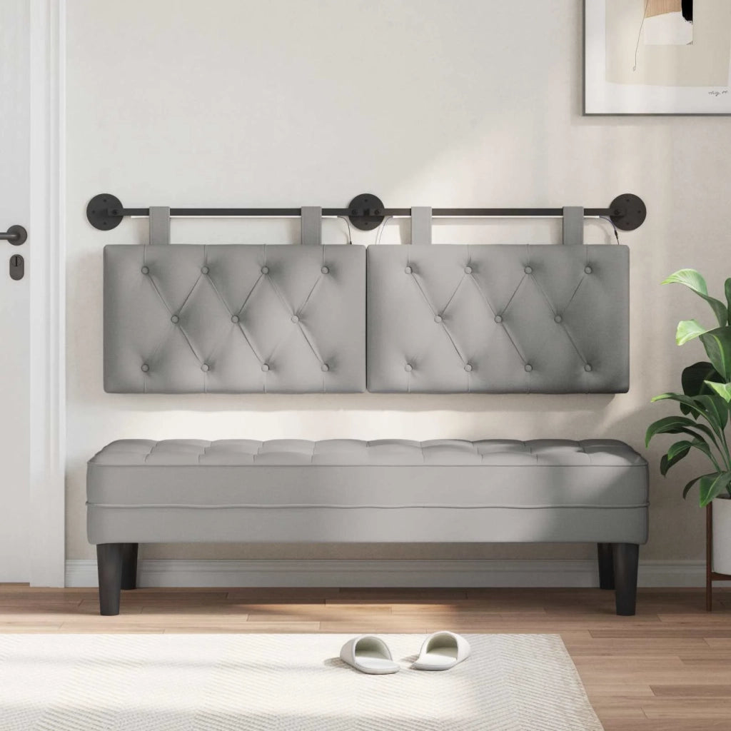 Testiera | Testata sospesa Con luce LED Grigio Nuvola Tessuto
