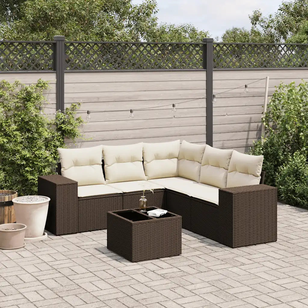 Set Divano da Giardino 6 pz con Cuscini Marrone in Polyrattan 3254900