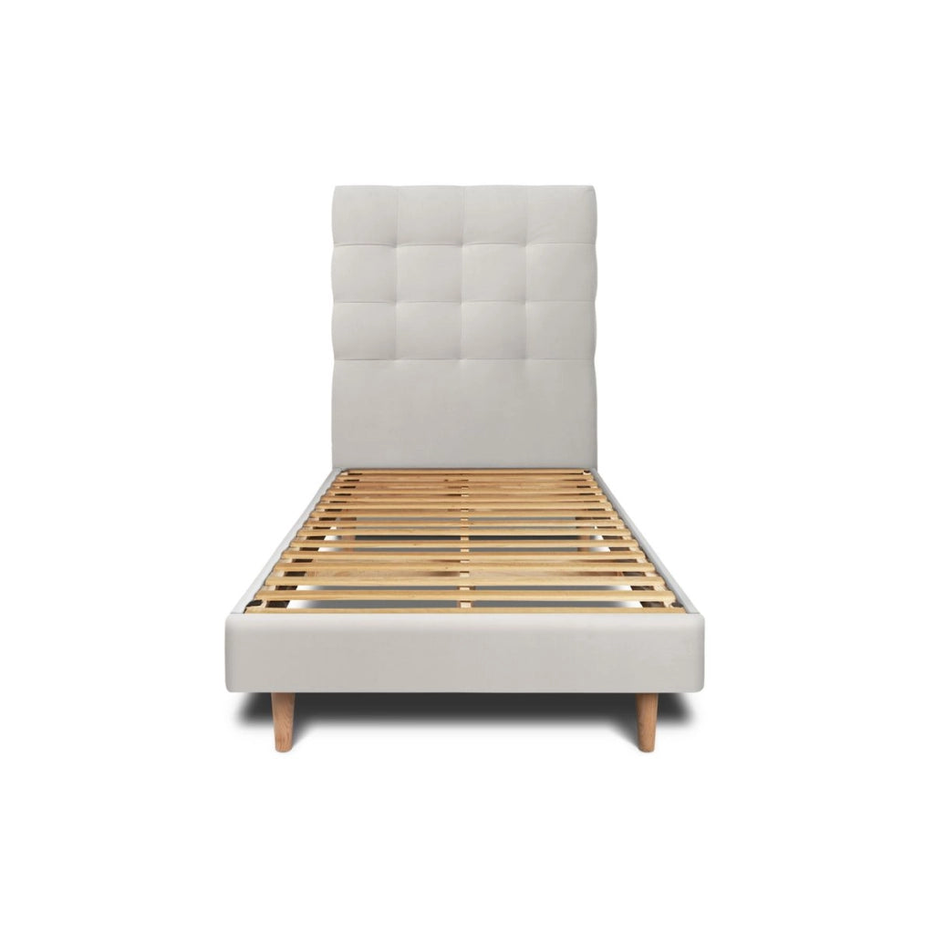 Letto 90x190 cm con testata imbottita - Tessuto velluto