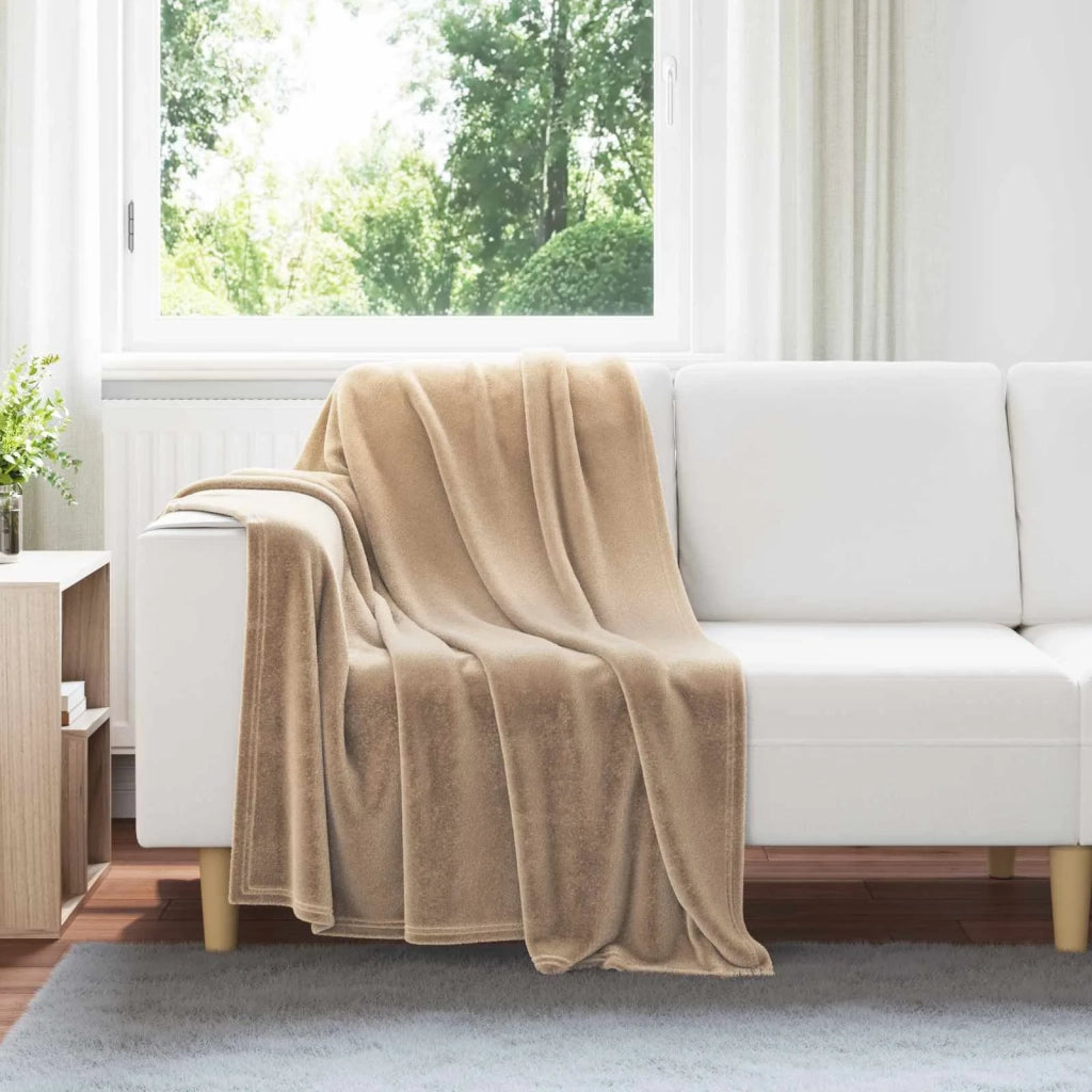 Coperte da Pile 6 pz Cammello 130 x 150 cm Panno