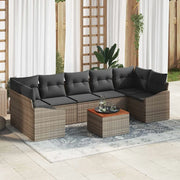 Set Divano da Giardino 8 pcs Grigio polyrattan