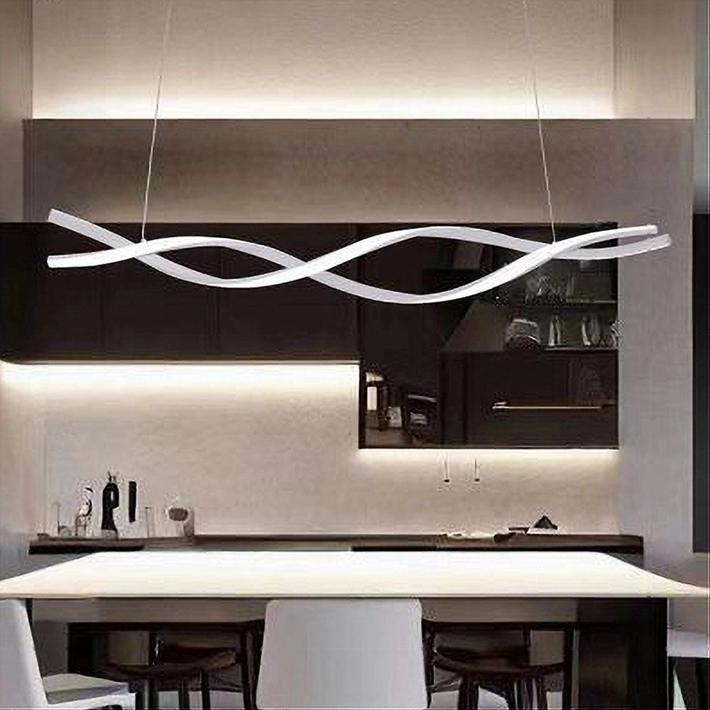 Trade Shop - Lampadario A Sospensione Luce 3000k-6500k Led 48w Bianco Spirale Vortice Orizzontale 01134 -