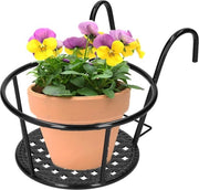 Supporto per piante con ganci per vasi esterni e decorazione balcone nero