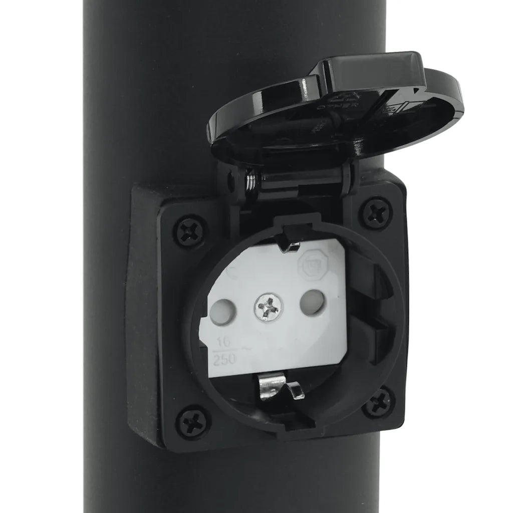 Lampada a paletto con presa di corrente 120 cm Nera IP44 4006121