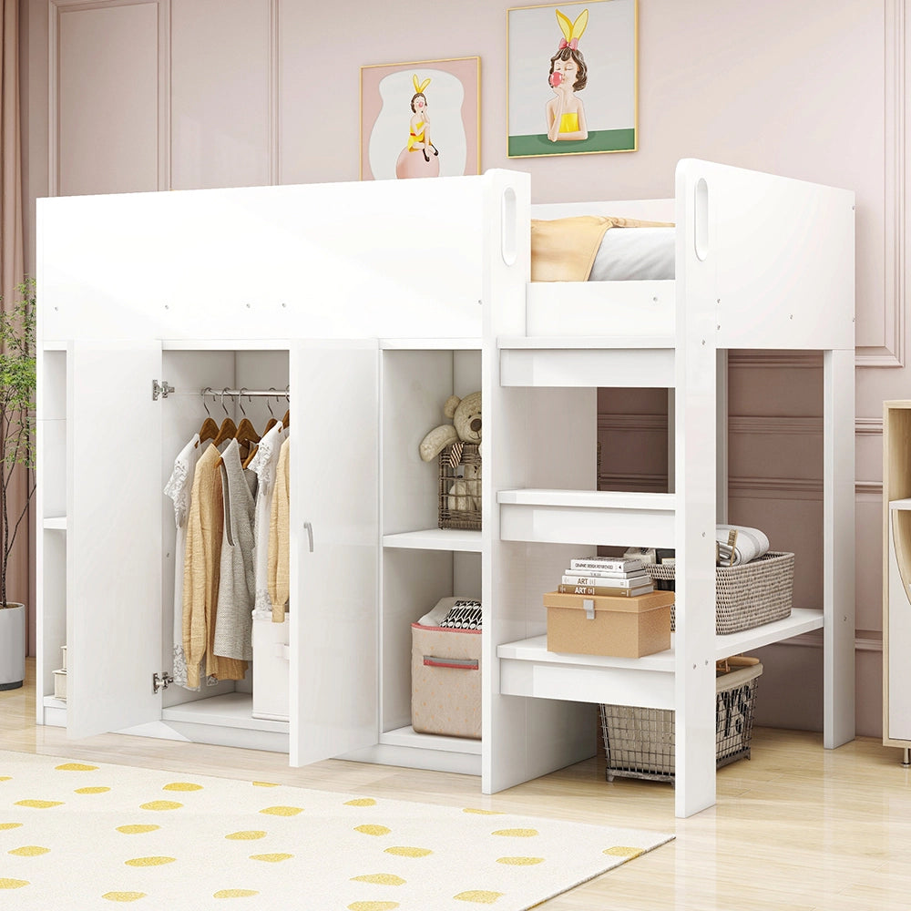 Letto a castello - Xylo - 90x200 cm armadio bianco