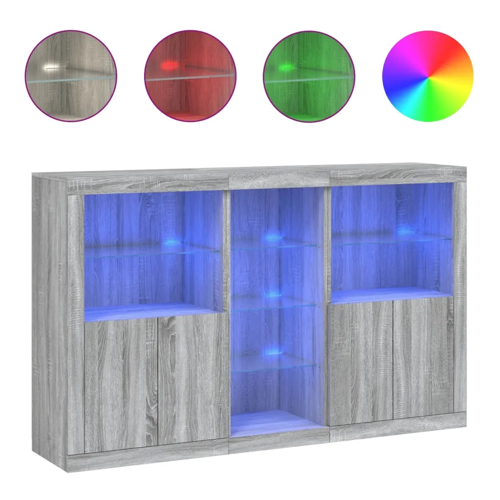 Credenza con Luci LED Grigio Sonoma 162x37x100 cm 3209175