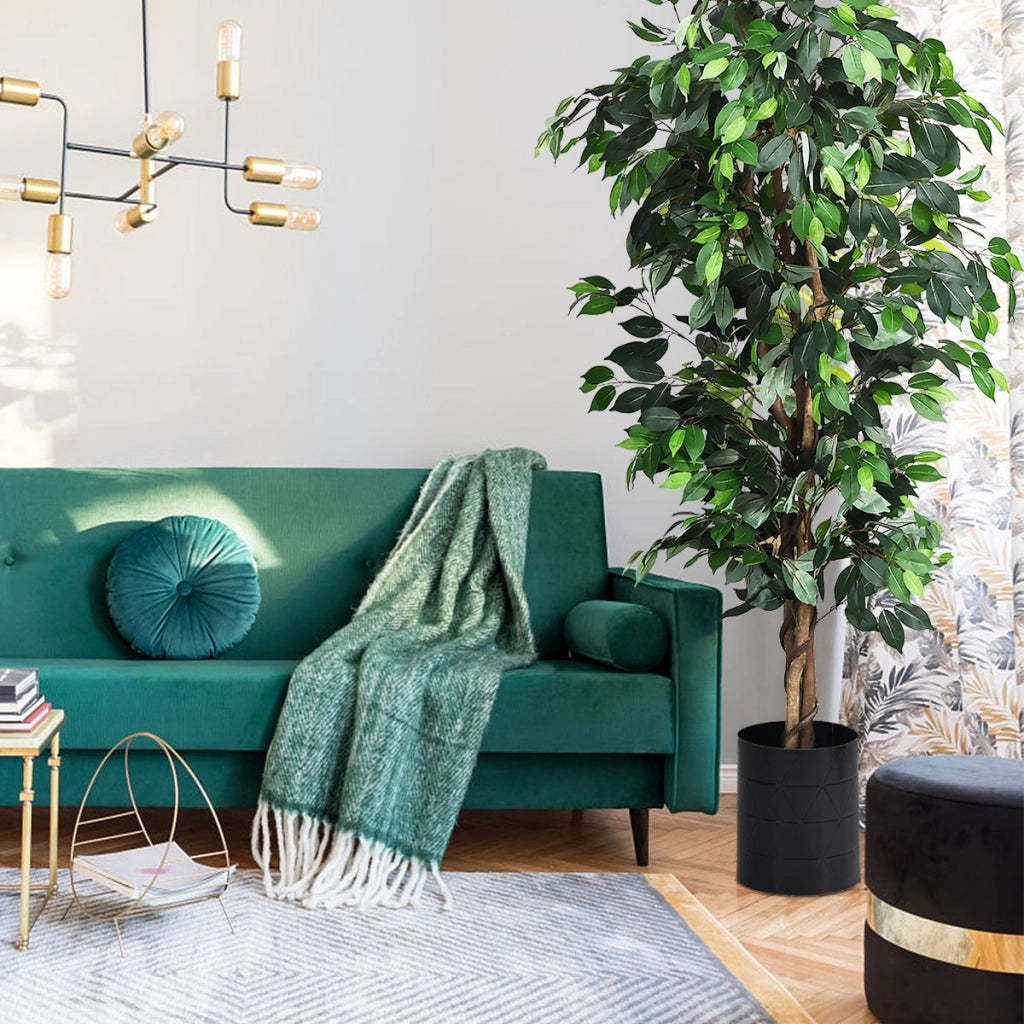 Ficus artificiale 180 cm facile da mantenere, Pianta finta decorativa in vaso per casa giardino ufficio-Piante artificiali