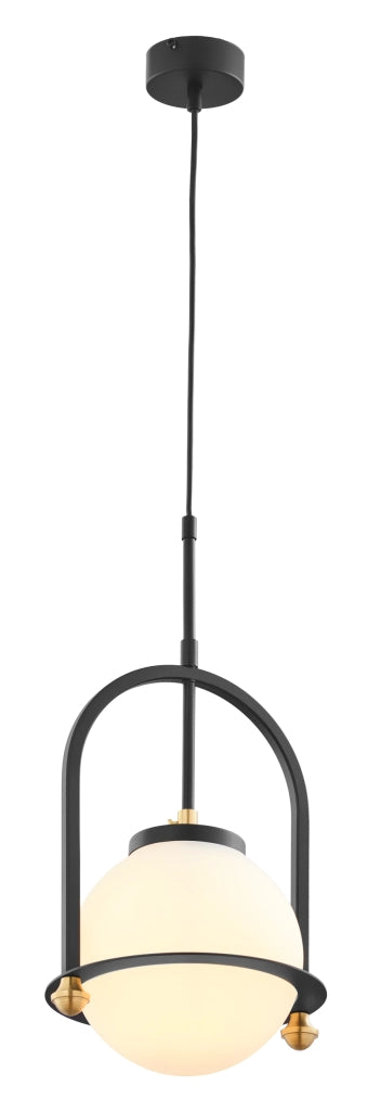 Sospensione loft nera con globo vetro bianco E27 ROSSO