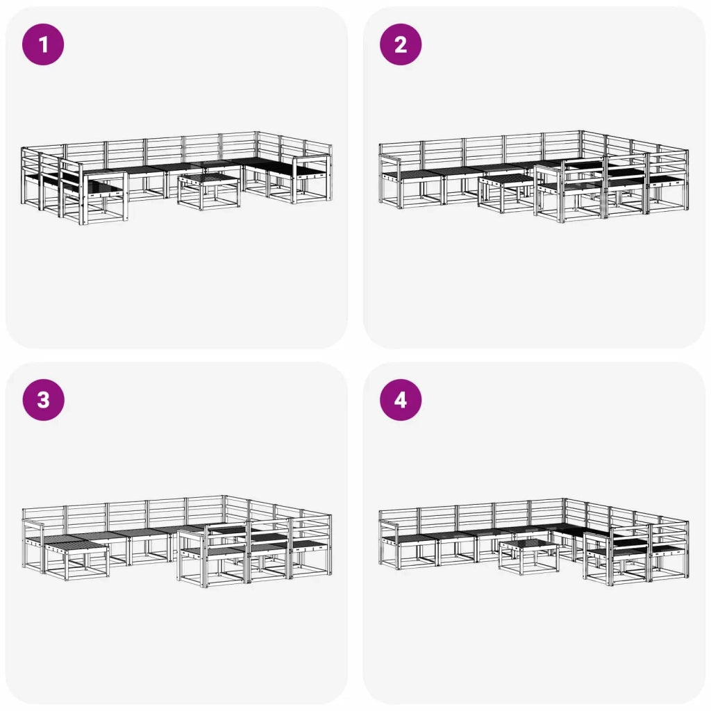 Set di divani da esterno 11 pcs Naturale