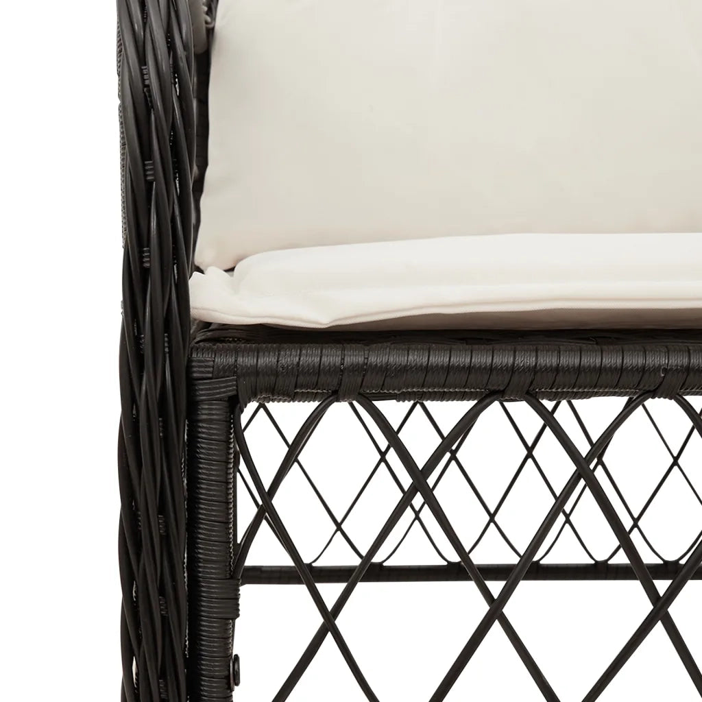 Set da Pranzo da Giardino 5 pz Nero con Cuscini in Polyrattan 3212084