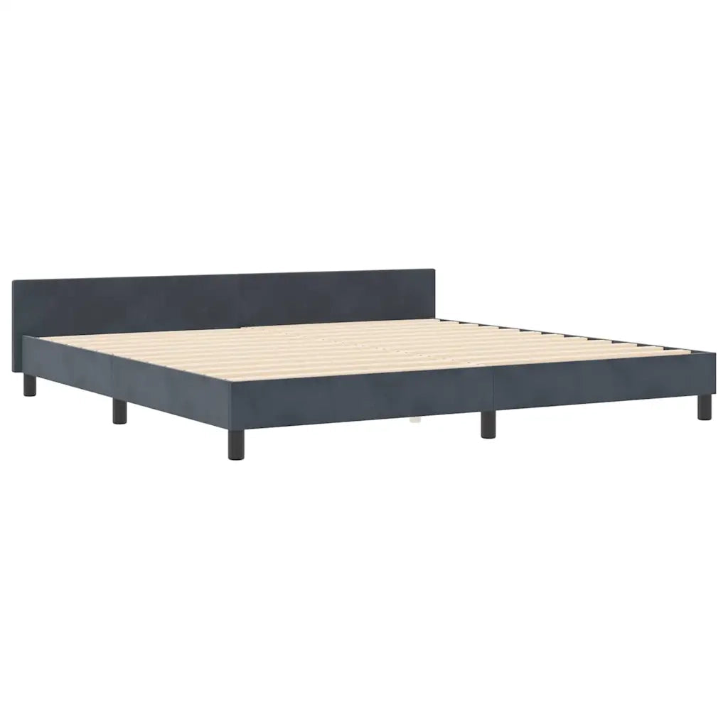 Letto a molle con testiera Grigio scuro 200 x 200 cm Velluto