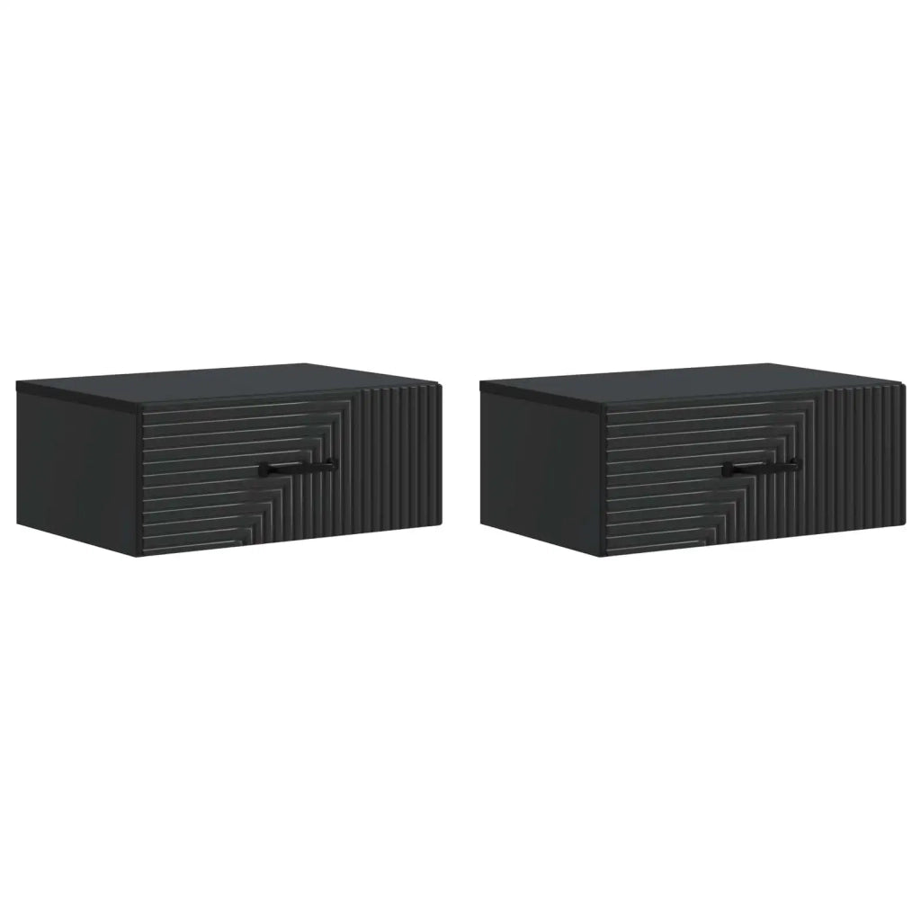 Mobiletto da notte a muro 2 pcs Nero 49 x 34,5 x 20 cm 898618