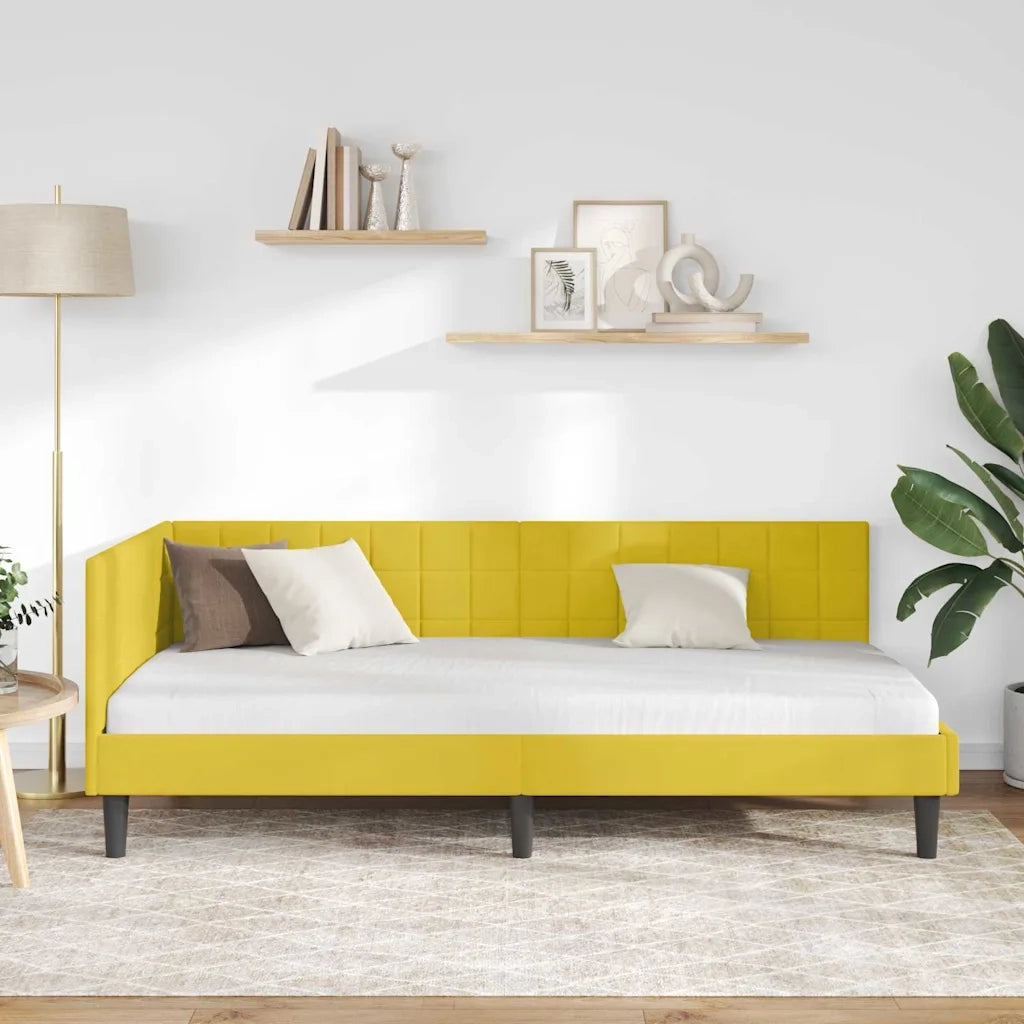 Cornice del letto ad angolo Giallo 100 cm x 200 cm Velluto 42016444