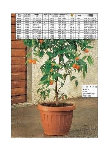Vaso da terra per piante colore terracotta 60 cm bama