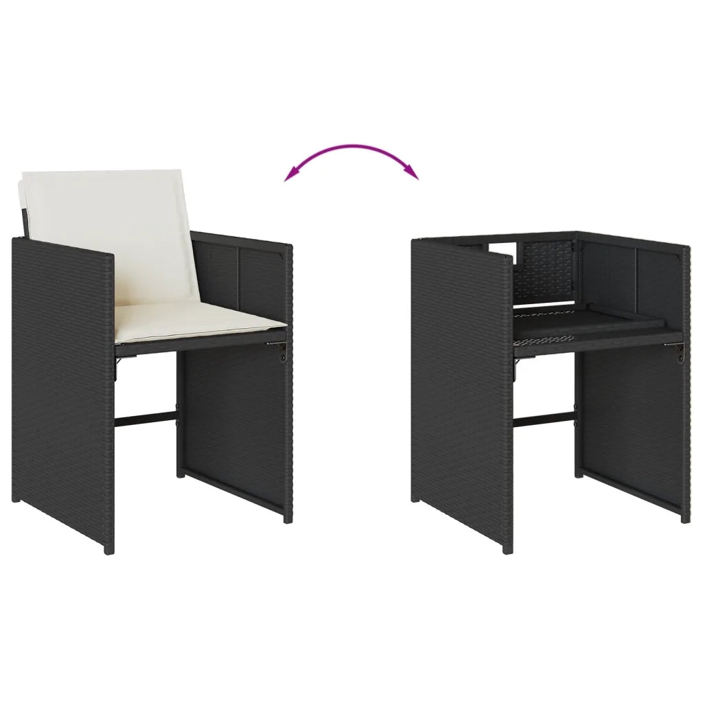 Set da Pranzo da Giardino 7 pz Nero con Cuscini in Polyrattan 3277862