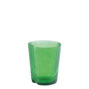 Set 6 Bicchieri Tumbler Handy in vetro soffiato colorato Verde Mela, design ergonomico impilabile con finitura a solchi verticali, uso quotidiano