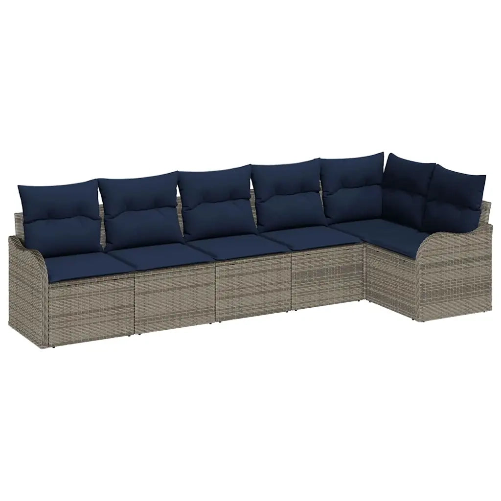 Set Divano da Giardino 6 pz Grigio polyrattan 3345725