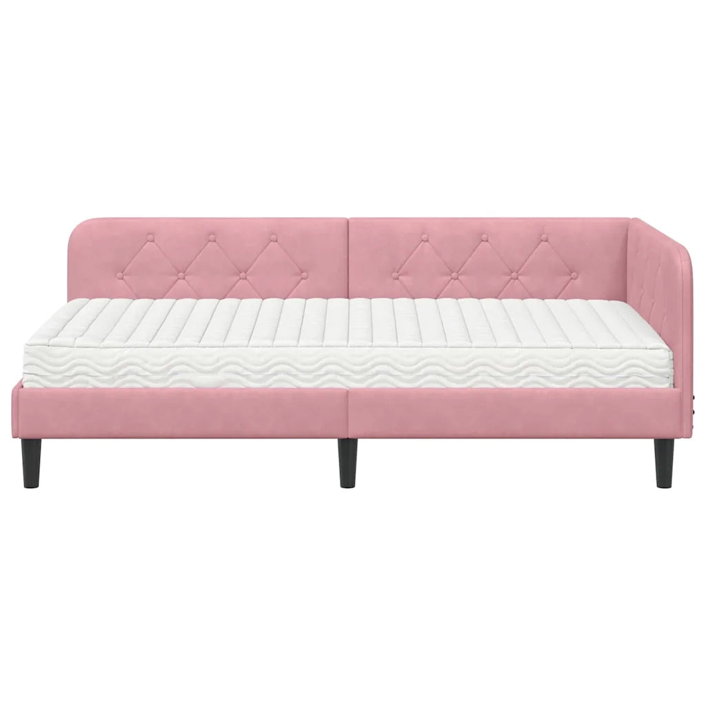 Cornice del letto ad angolo Rosa 100 x 200 cm Velluto 3394167
