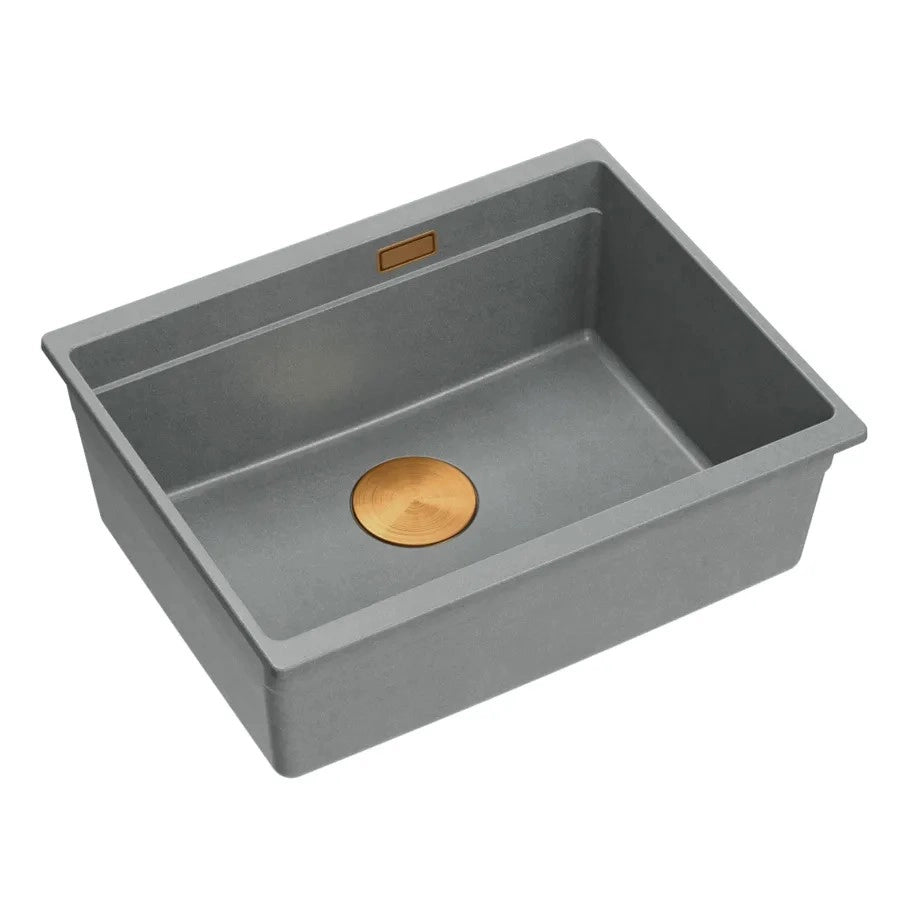 Lavello In Granito Logan 100 Grey Metallic Tappo rame spazzolato