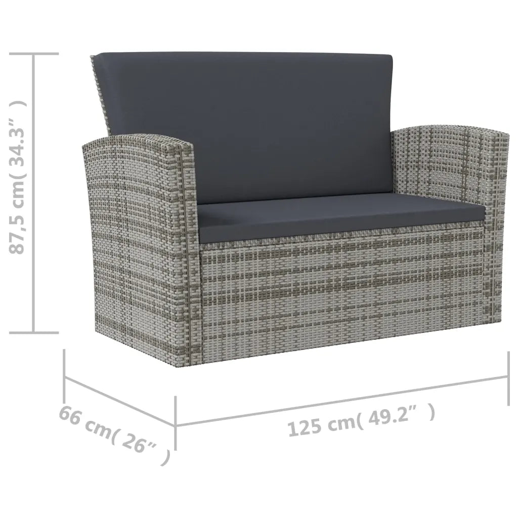 Set Divani da Giardino 8 pz con Cuscini in Polyrattan Grigio 3095945