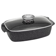 Set di 4 Rostiere Alluminio Pressofuso Con Coperchio 32x20 Cm
