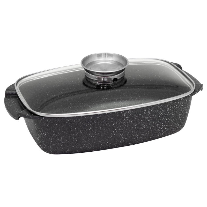 Set di 4 Rostiere Alluminio Pressofuso Con Coperchio 32x20 Cm