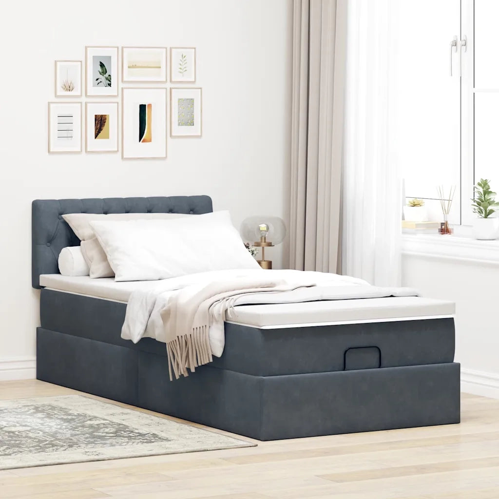 Struttura Letto Pouf con Materasso 180x200 cm in Velluto 3312657