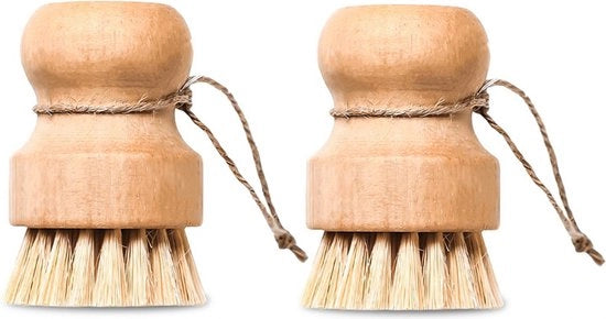 Spazzola per i piatti - Spazzola per i piatti in legno - 2 pezzi - Spazzola per verdure - legno di betulla - Setole morbide - nylon - Spazzola da cucina - Spazzola per i piatti